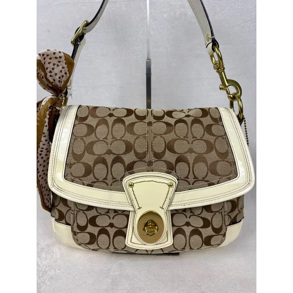 Coach Vintage Y2K Legacy Signature Slim Flap Shoulder Bag with Scarf - Picture 15 of 16